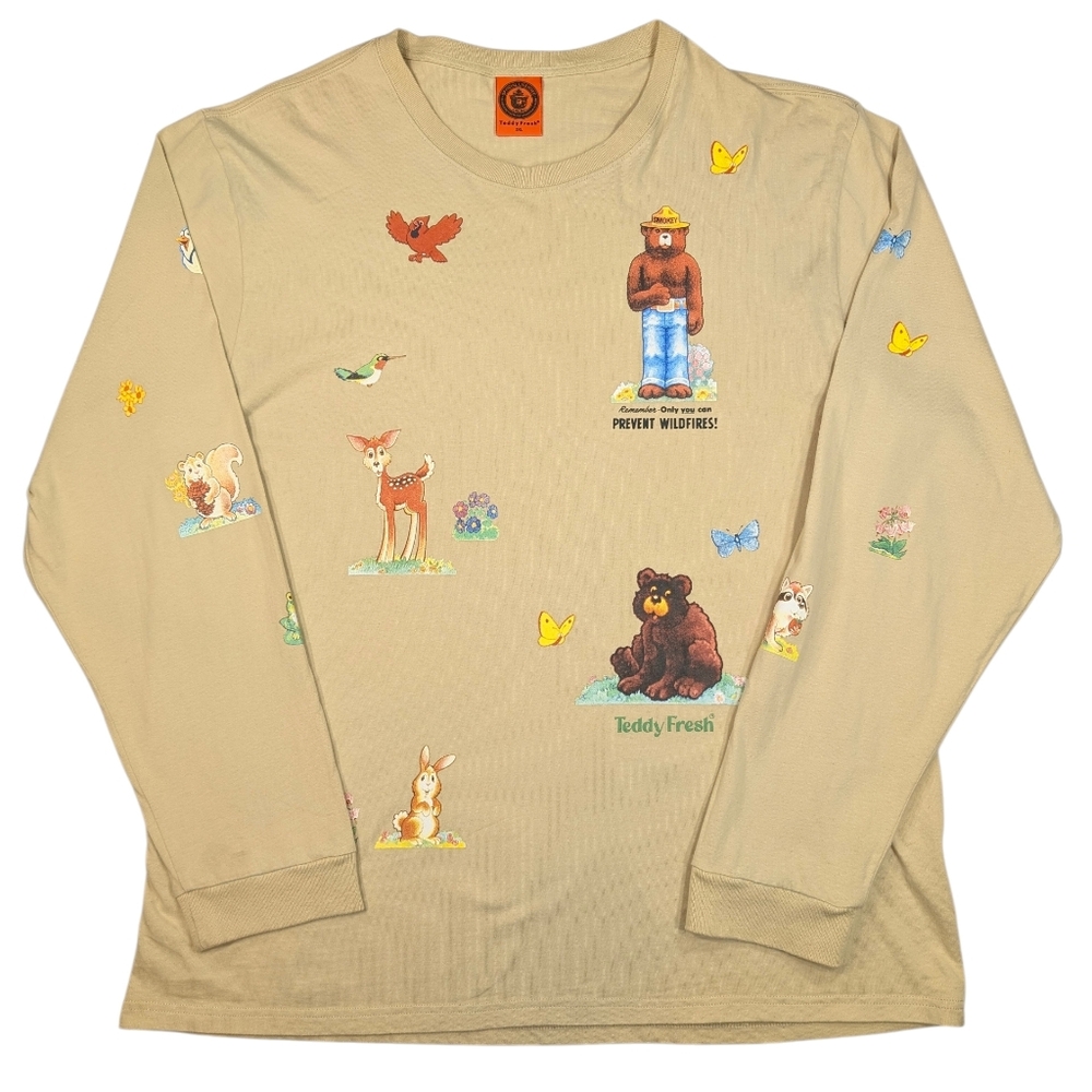 SALE!!  Teddy Fresh X Smokey Bear 2XL cotton, long sleeve T-shirt w/ critters. - Picture 4 of 15